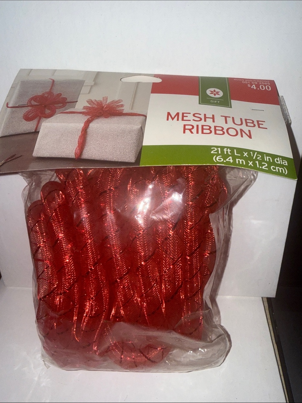 Target Red Mesh Tube Ribbon - Picture 2 of 4